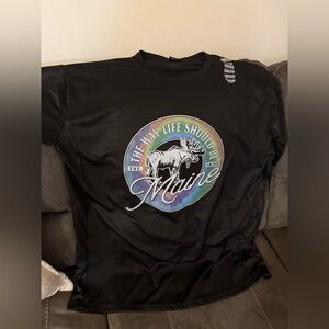 Black Graphic Tee with Maine and Moose Design